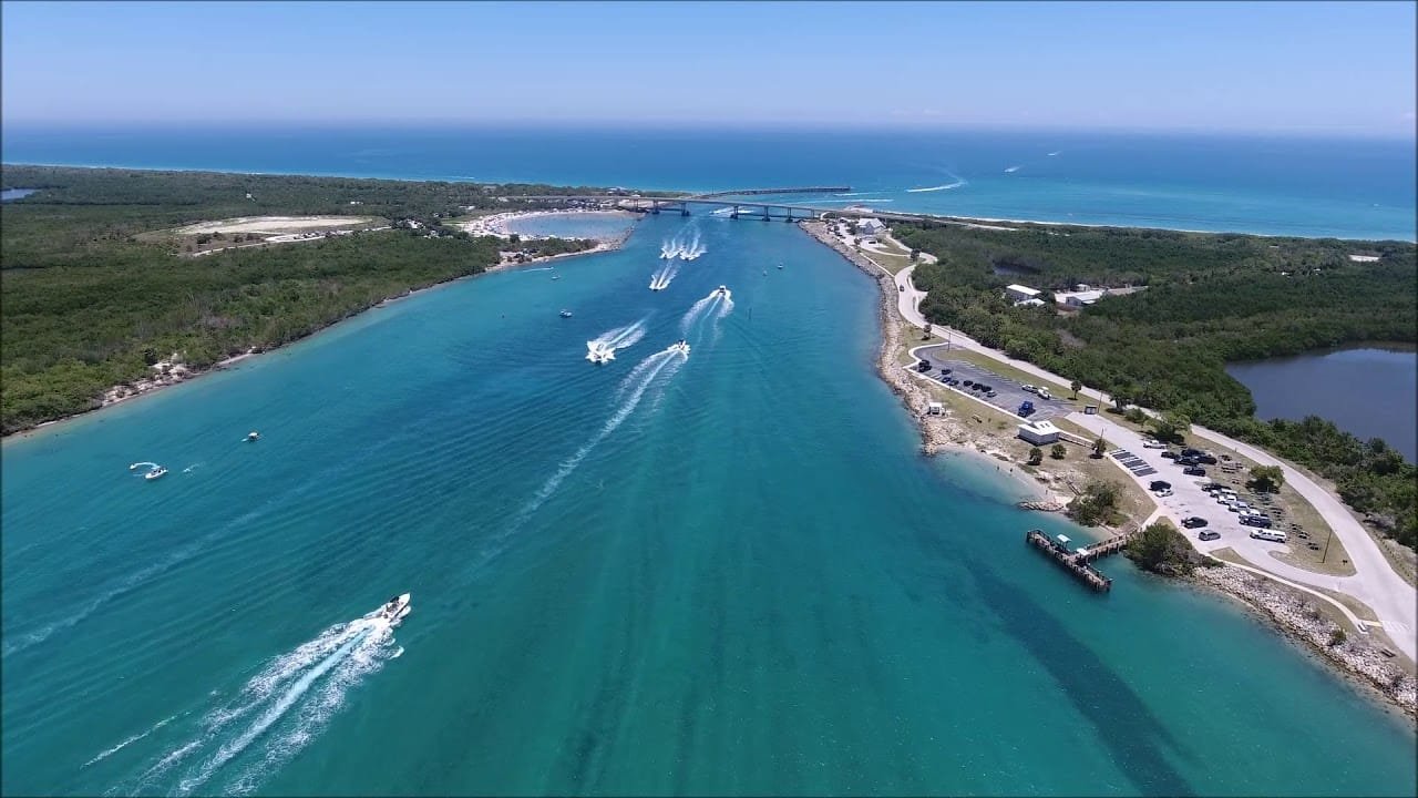 San Sebastian Inlet State Park aerial view Florida surfing fishing pristine beaches